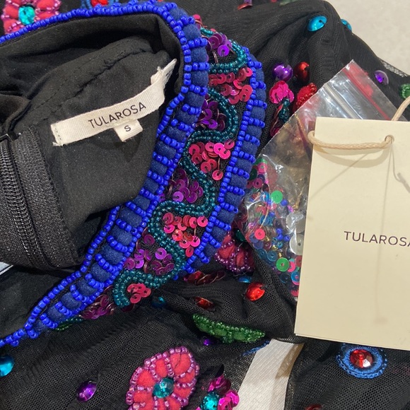 TULAROSA Multicolored Sequins Embroidered Floral Rainbow of Crystal Accents - Picture 4 of 9